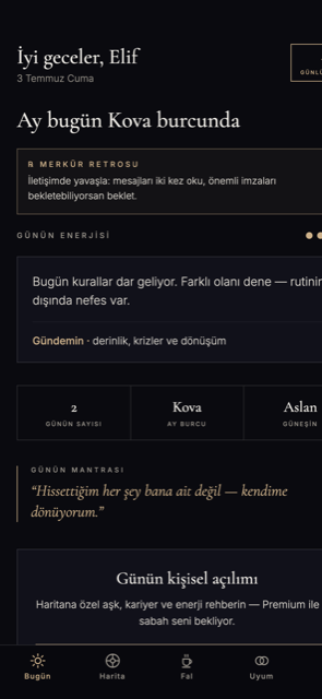 Burçly — günlük yorum ekranı
